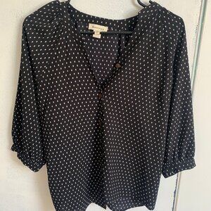 Monteau Women's Black and White Flowy Shirt Size L